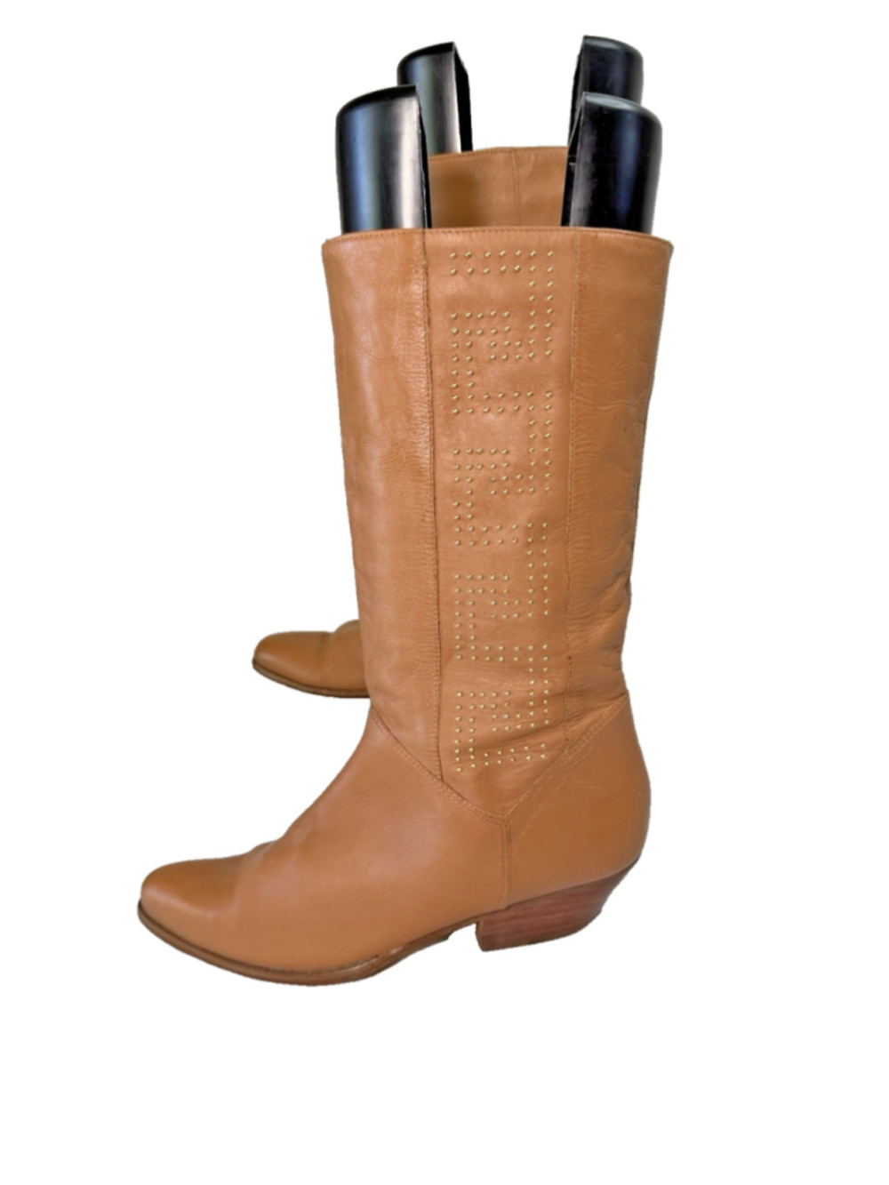 vintage Bruno Valenti Leather Studded Pointed Toe Boots size 8 1980's